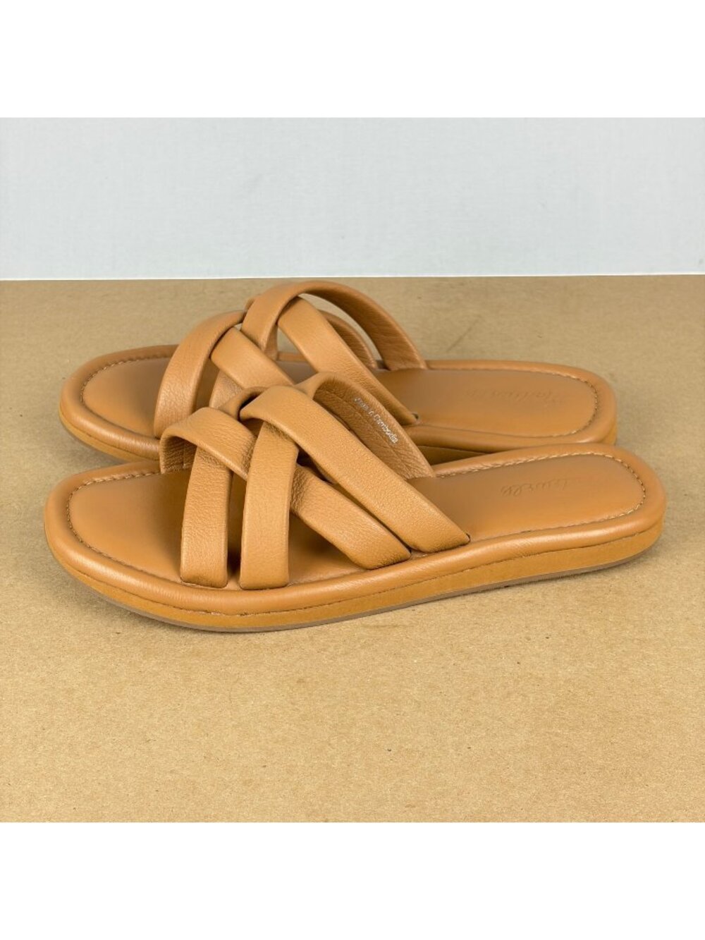 Madewell The Leeandra Slide Sandals Womens 10.5 Tan Strappy Slip On Comfort